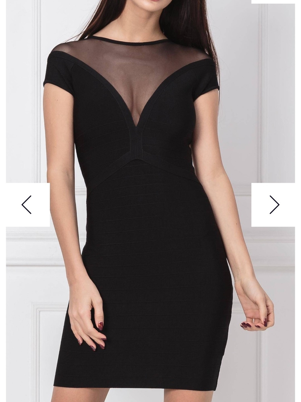 Guess by Marciano Black Mesh Yoke Sheath Dress